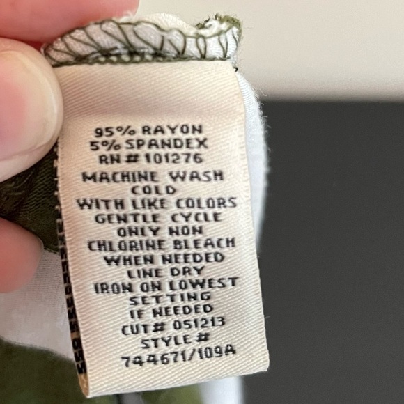 Eci Ivory and Olive Striped Asymmetrical Top - Picture 7 of 10